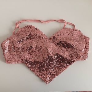Sequin heart crop top in pink - Perfect for Taylor Swift Eras Tour!